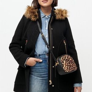 J. Crew Stadium Cloth Parka Jacket with Fur Trimmed Hood